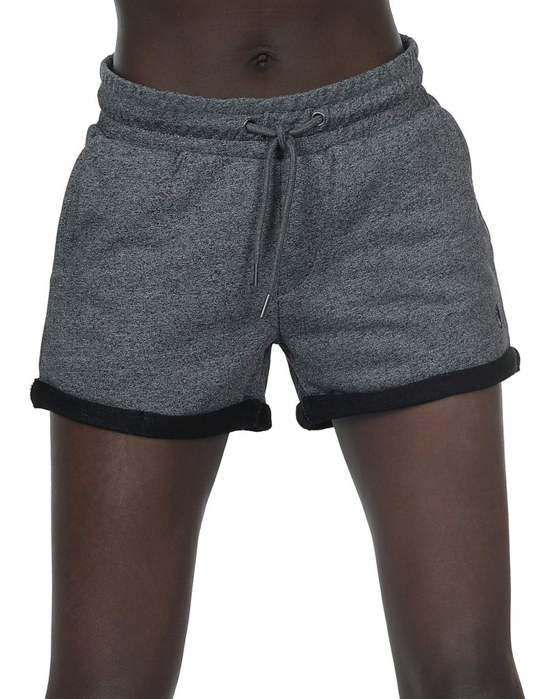 icyzone Workout Lounge Shorts for Women - Athletic Running Jogging Cotton Sweat Shorts (L, Charcoal/Wine) - Image 2